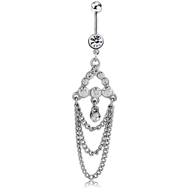 Белый AB Кристалл кисточкой крест цепь болтается пупка кольцо Бар Дешевые
