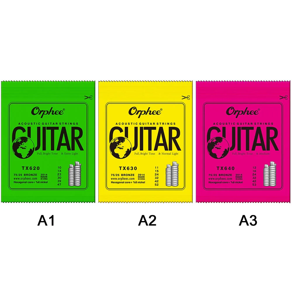 

6Pcs /set Guitar Strings For Acoustic Folk Guitar Classic Guitar Acoustic Hexagonal Core Bright Tone Guitar Parts Accessory