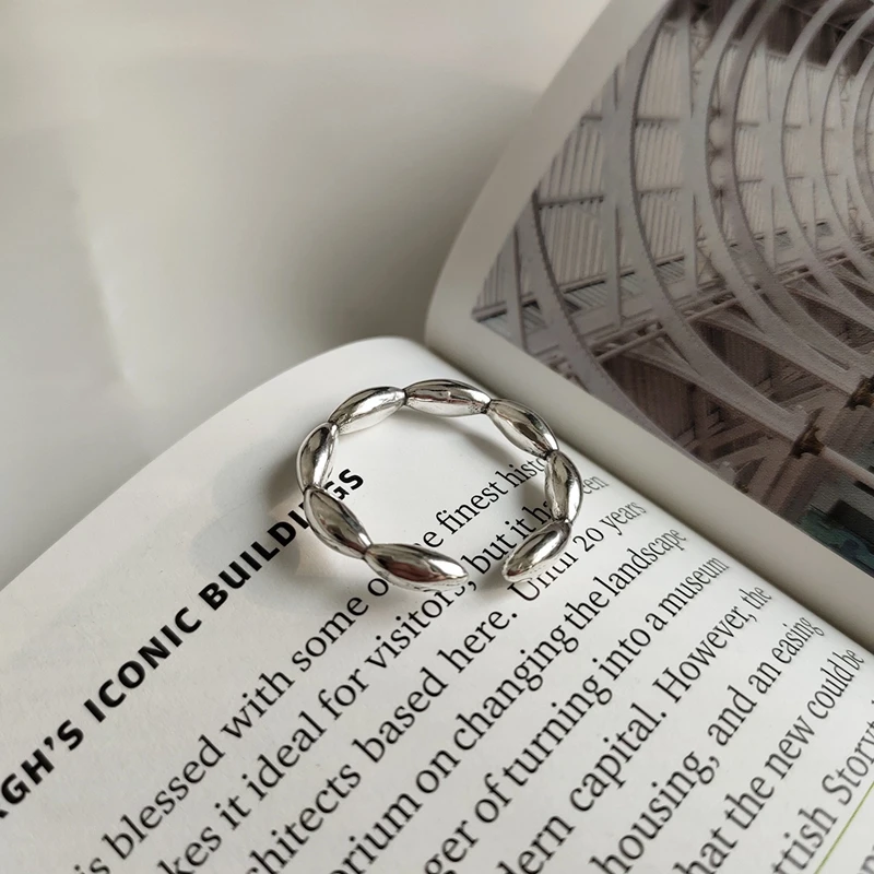 LouLeur 925 sterling silver Olive rings minimalist texture 2019 new Korea open for women fashionable jewelry gift | Украшения и