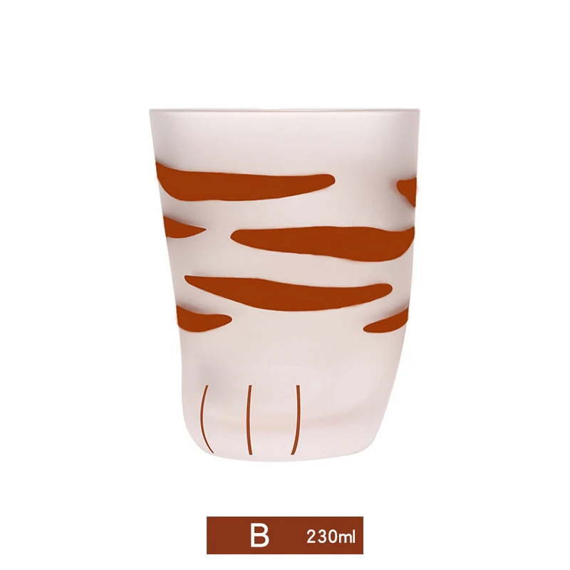 230ml B Кошачий коготь, матовая стеклянная чашка, молочная кружка, тигровая кожа, узор, кофейная чашка, подарок, SDF-SHIP - Цвет: 230ml B