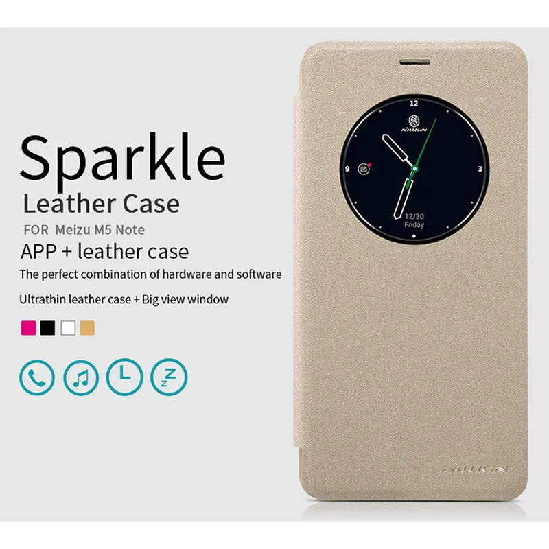 Кожаный чехол для Meizu M5 Note с откидной крышкой окошком ответа NILLKIN серия Sparkle Модный