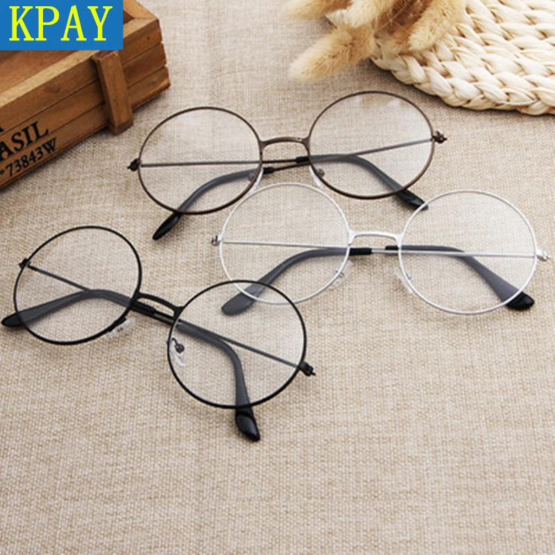 KPAY New Classic Flat Myopia Optical Mirror Simple Metal Women Men Fashion Glasses Frame Vintage Glasses Frame Round Lens