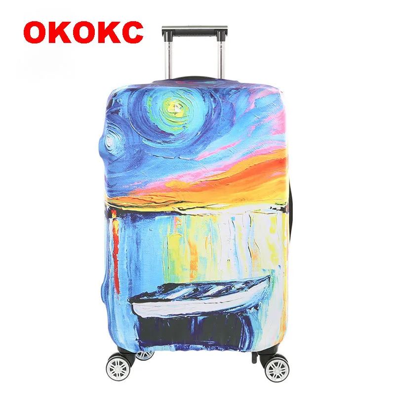 

OKOKC Чехлы для багажа с масляной краской, эластичный пылезащитный чехол для костюма, чехол для 18-32 дюймов, чехол для путешествий, аксессуары, т...