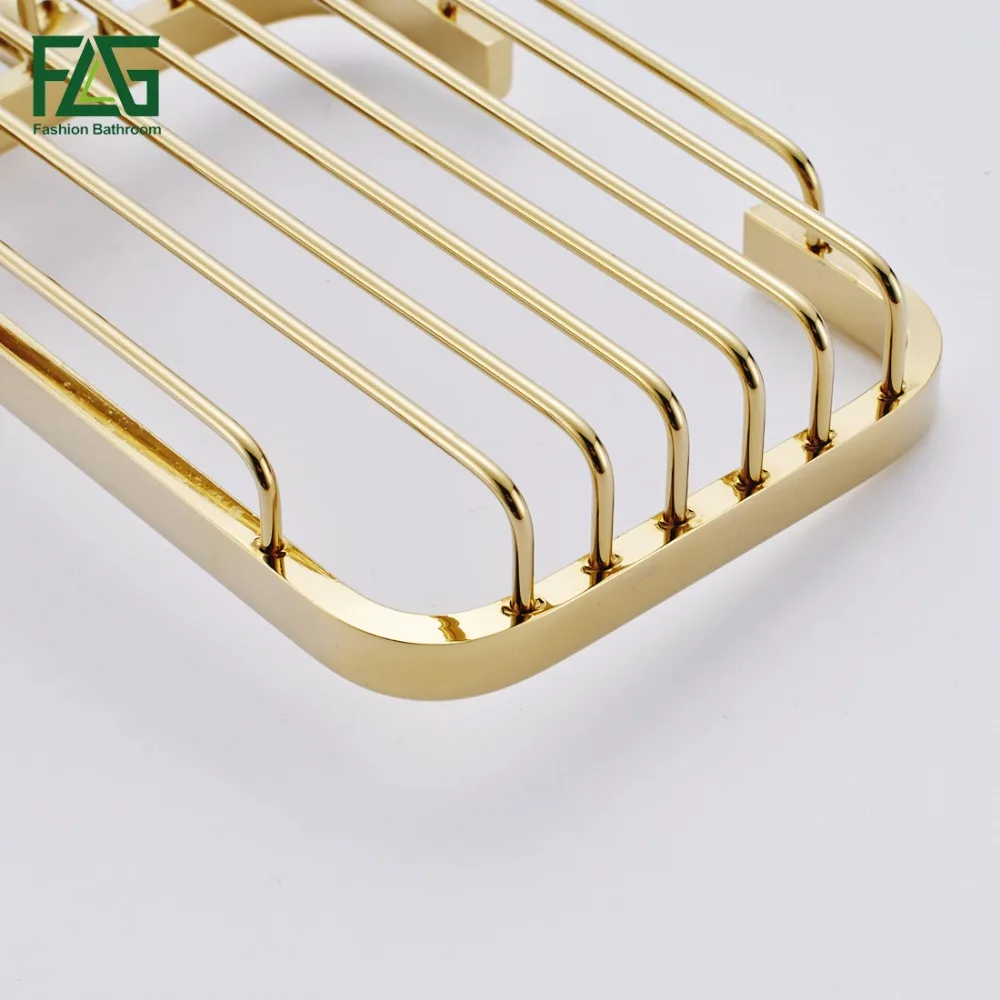 Настенная медная корзина для мыла ванной с золотистыми и кристаллами |