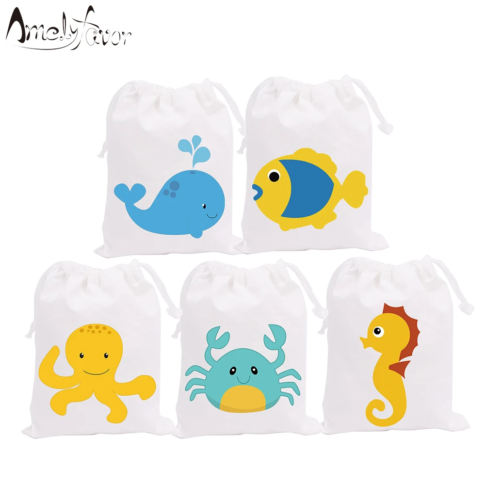 Under the Sea Party Favor Bags Candy Marine Animals Theme Crab Octopus Birthday Gift Kids Supplies | Дом и сад