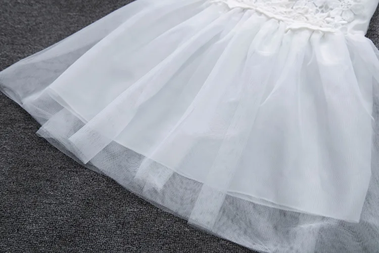 Модное Летнее белое кружевное праздничное платье принцессы без рукавов с