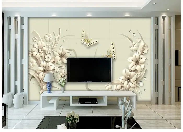 Custom 3d wallpaper for walls 3 d wall murals A Dreamy 3D Relief White Stereo TV Background Wall paper home decor | Обустройство дома
