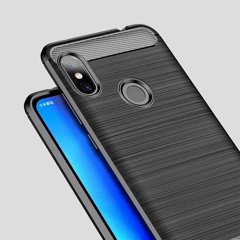 For Xiaomi Redmi Note 6 Pro Case Soft Silicone Brushed Carbon Fiber Xiomi Note6 6A Rugged Armor TPU Phone Cases Cover |