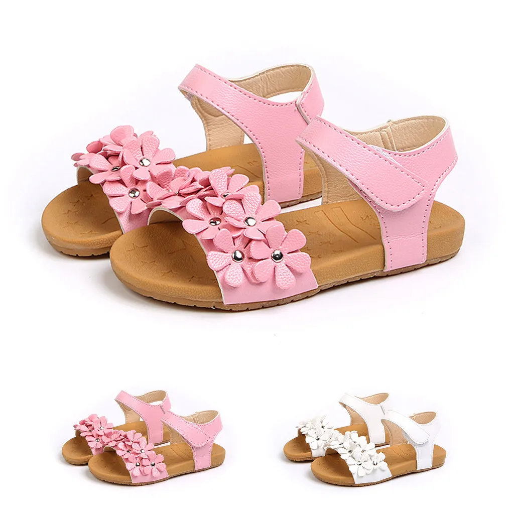 

2019 Toddler Baby Girl Sandals Floral Sole Kids Children Princess Sandals Beach Shoes