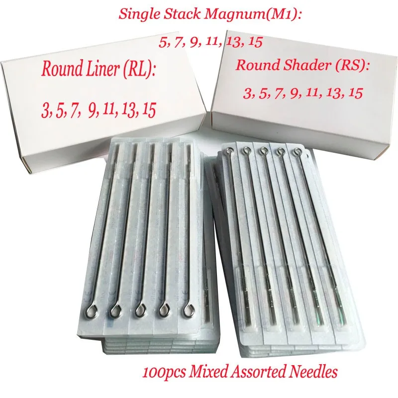 

100pcs Mix Needles 20 Size RS RL M1 Disposable Tattoo Needles Mcroblading Naalden For Tattoo Machine