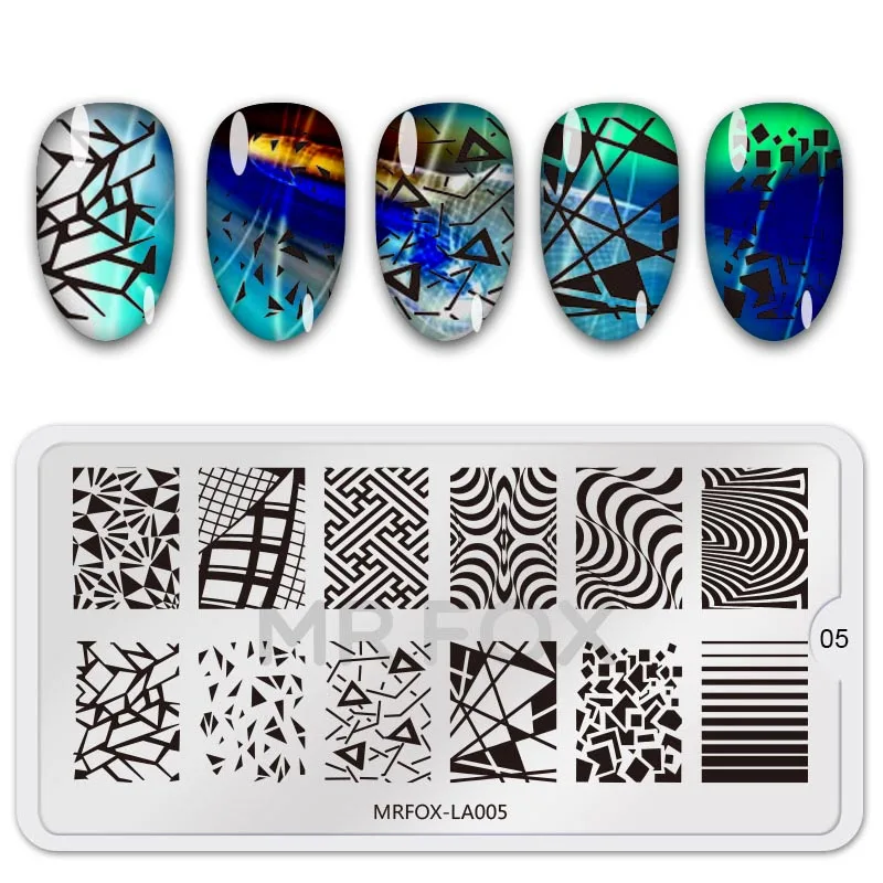 1 шт. геометрический дизайн пластины для стемпинга ногтей линии плед граффити