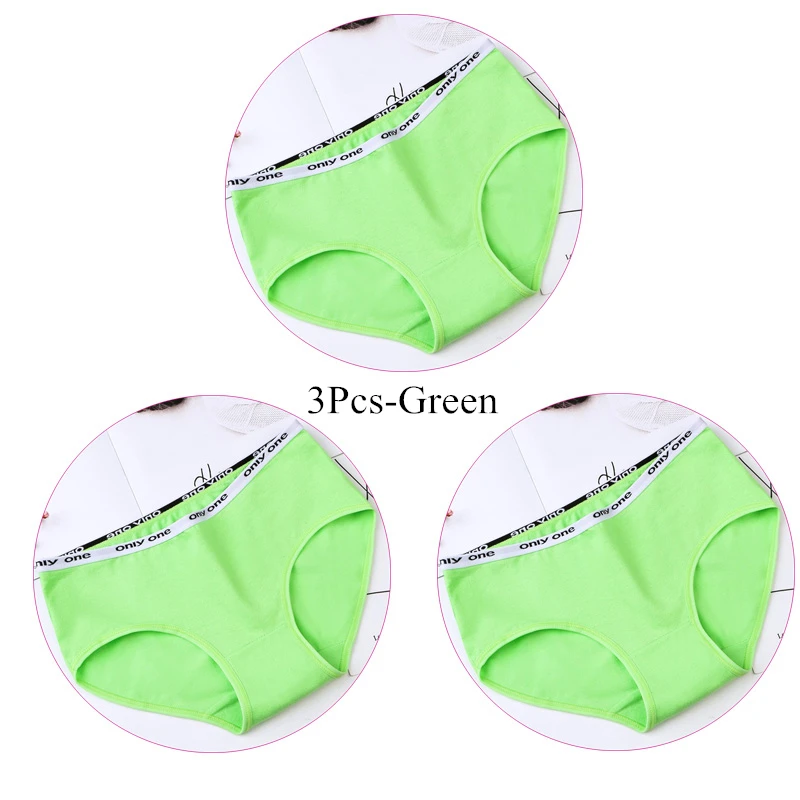 3Pcs-Green 3 шт./компл. трусики Для женщин женского нижнего белья; хлопковые трусы; мягкое гигиеничное популярное нижнее белье для девочек, нижнее белье - Цвет: 3Pcs-Green