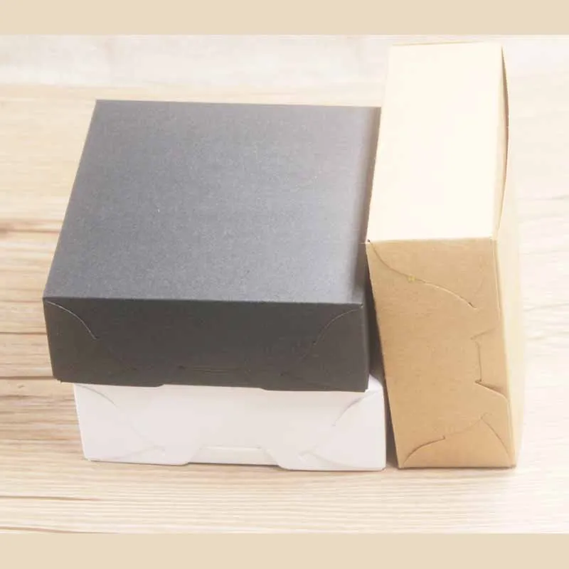 

10PCS white&black&Kraft Candy Cookie Gift box Square Birthday and Wedding Party Candy&Cake Packaging Box 12*12*4.5cm can custom