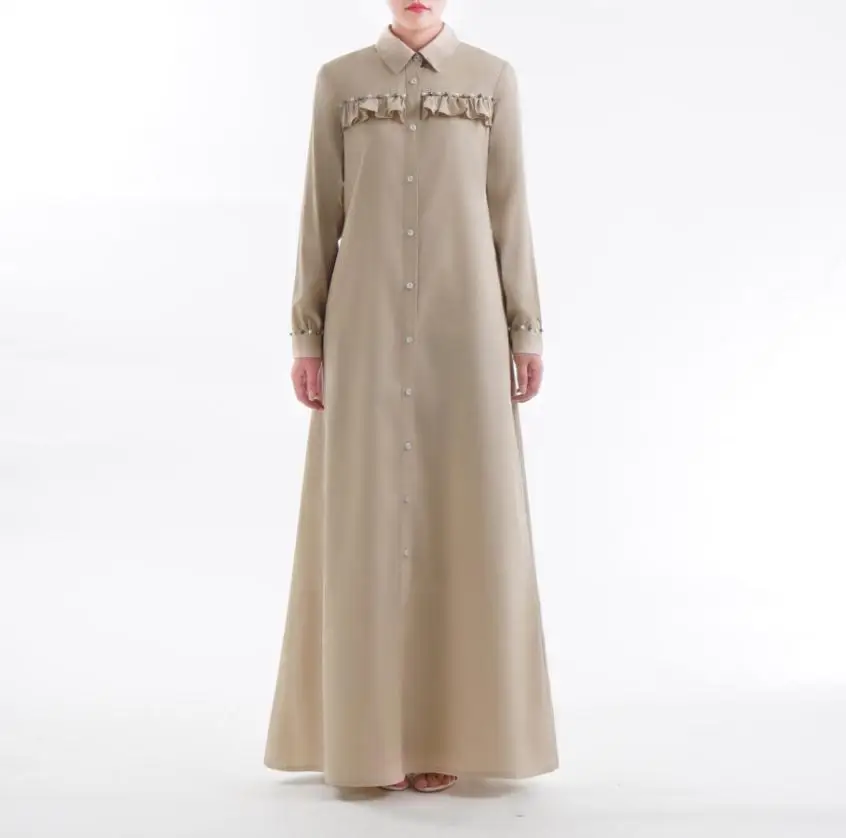 Muslim adult beading with ruffles abaya Arab muslim Dress Musical Robe prayer single breasted wq260 dropship | Тематическая одежда