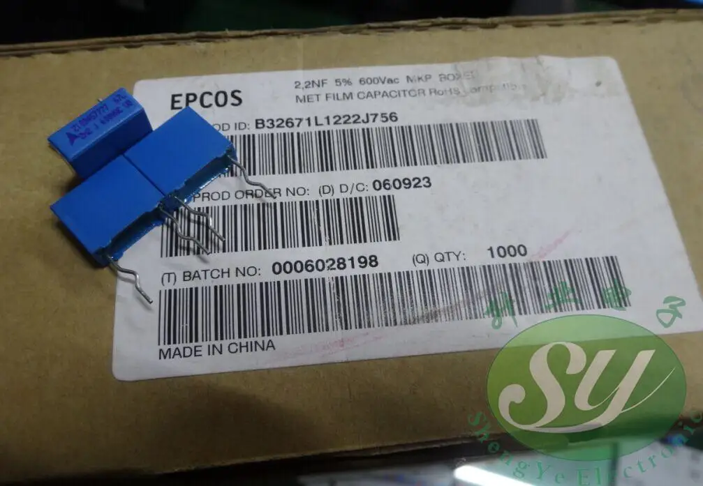 2019 горячая распродажа 20 шт/уп 50 шт в наборе EPCOS 0 0022 мкФ/600vAC 2.2nf 2200pf 2n2 222 Новый B32671L1222J