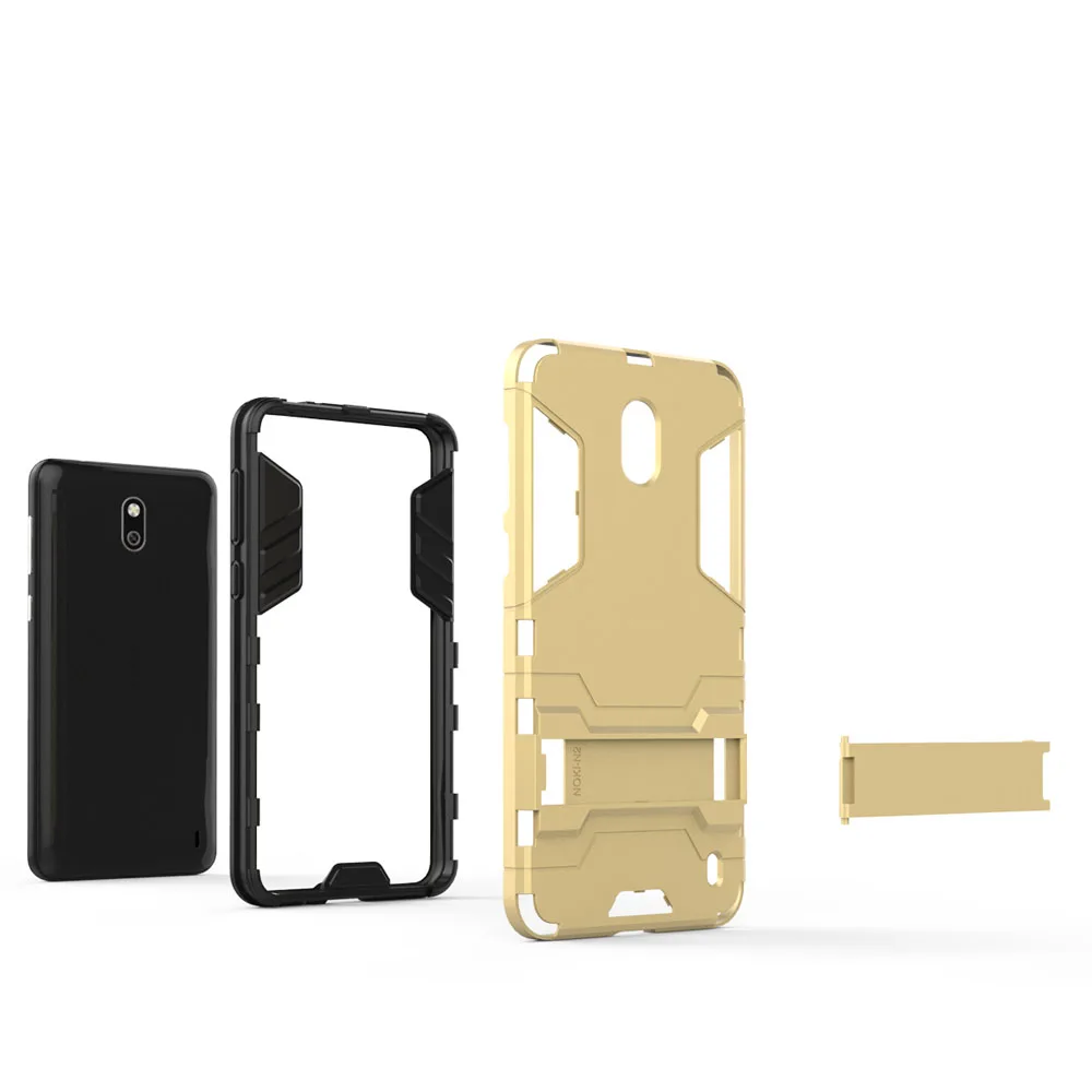 2 In 1 TPU &amp Hard PC Hybrid Armor Case With Kickstand Shockproof Impact Protective Back Shell Cover For Microsoft Nokia Nokia2 |