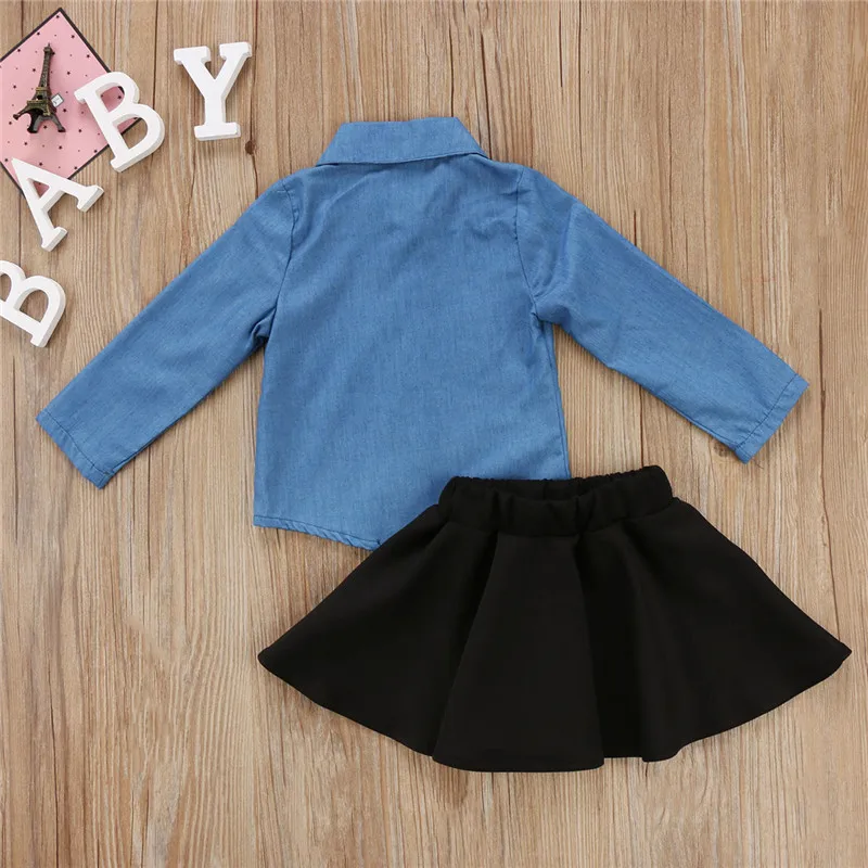 2 шт. детская джинсовая футболка и юбка пачка с цветочной вышивкой|tutu outfit|set kidsclothes