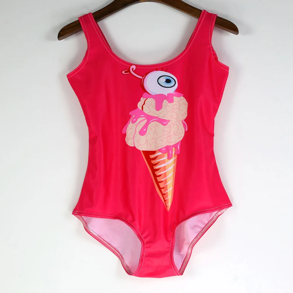 Красный крем для глаз 3d принт Девушка Цельный купальник Спортивный боди пляжные