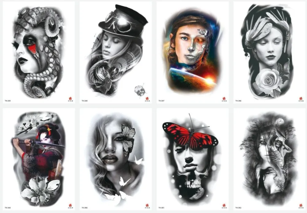 40 Стиль 3d Красочные хна Временные татуировки стикер волк лиса водонепроницаемый