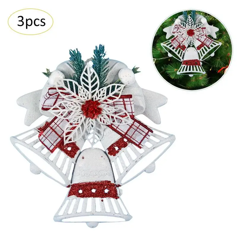 3 шт./компл. рождественская подвеска в виде плоского колокольчика сверкающий