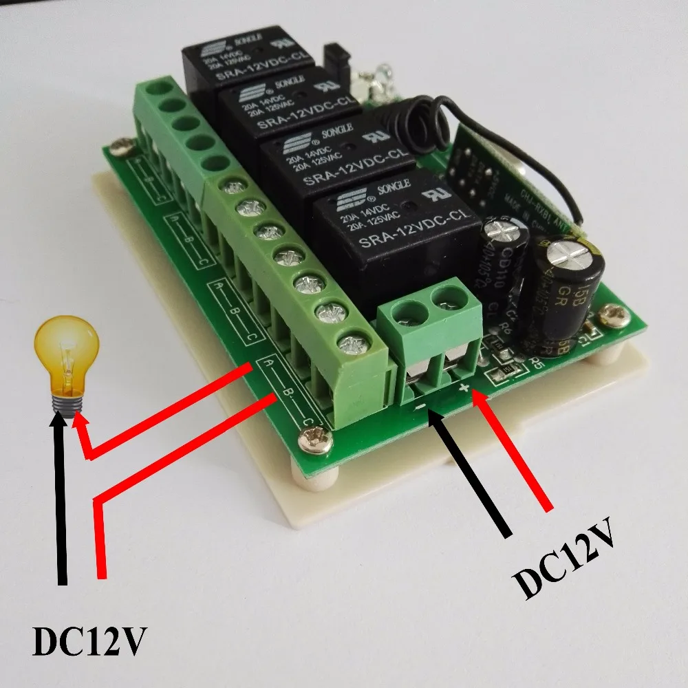 DC12V 4CH реле контактный пульт дистанционного управления Мини передатчик PCB 315 433 ASK
