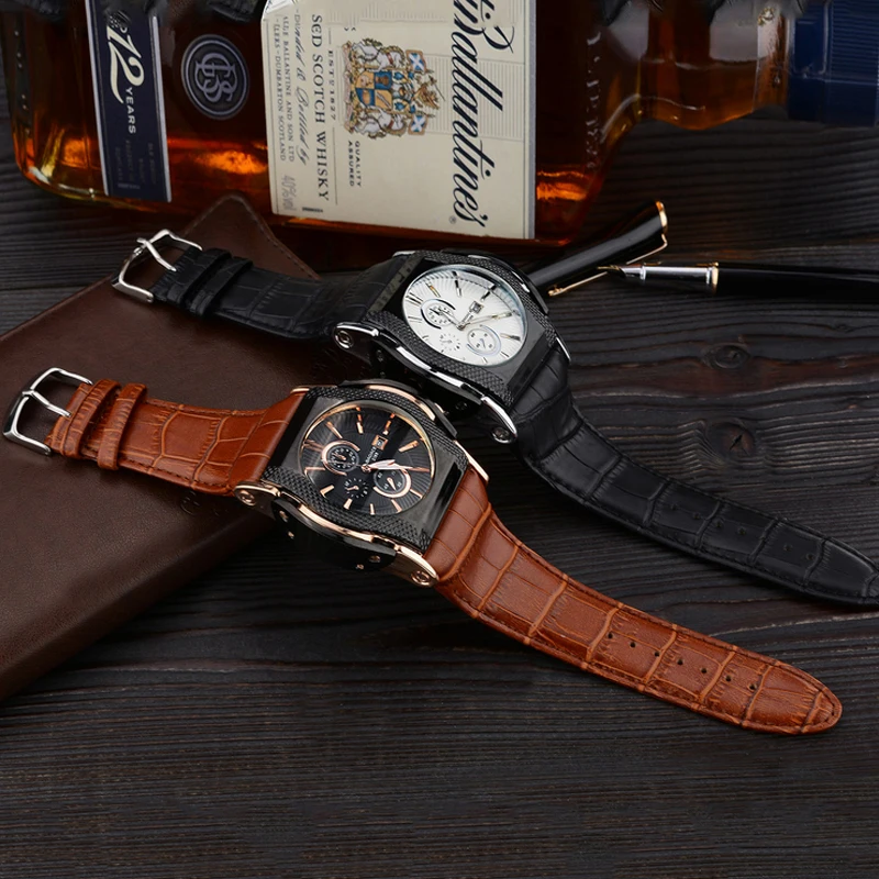 BADACE Лидирующий бренд из натуральной кожи ремешок мужские часы повседневные