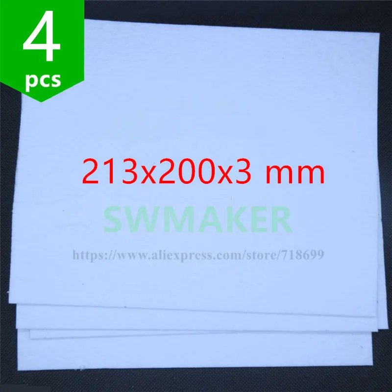 SWMAKER 4 шт Reprap Prusa i3 MK2 кровати с подогревом и изоляцией Cottons 213*200*3 мм хлопок пластина