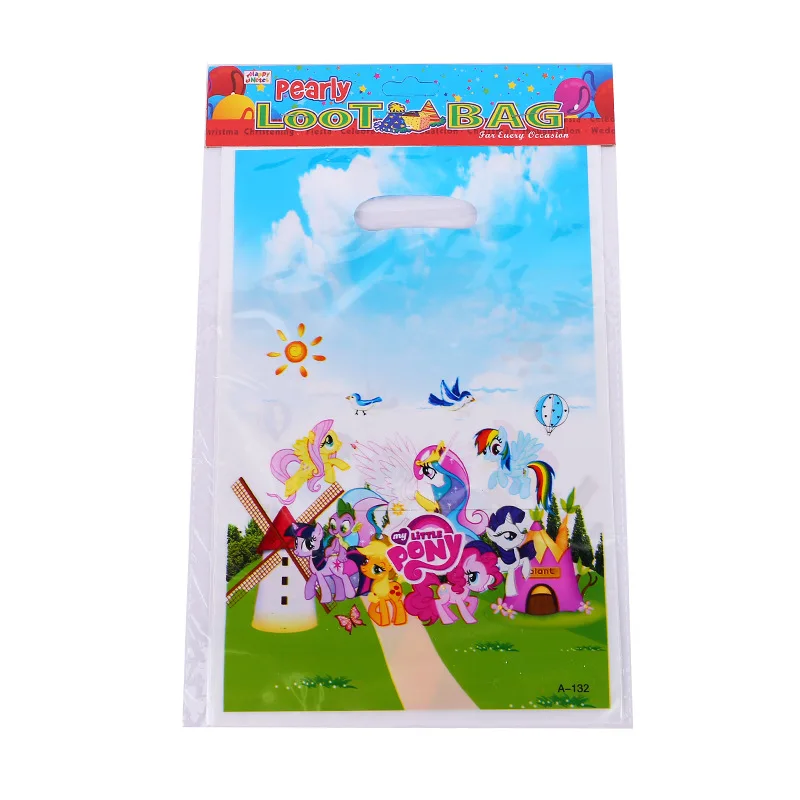 My Little Pony 1 Мультфильм Русалка тема Подарочная сумка ребенок день рождения свадебное украшение Конфеты Печенье Десерт пластиковые пакеты - Цвет: My Little Pony 1