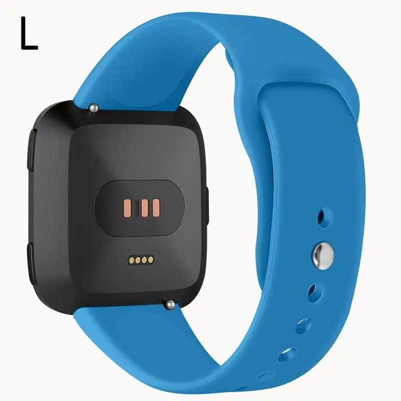 Blue Сменный спортивный ремешок для Fitbit Versa/Versa Lite Edition из нержавеющей стали/мягкий силиконовый ремешок для наручных часов размера S/L для фитнес-часов - Цвет: Blue