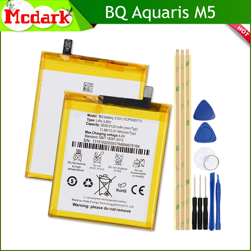 Новый аккумулятор 3120(1ICP5/60/71) M5 для BQ Aquaris батарея 3120 мАч + Инструменты | Мобильные