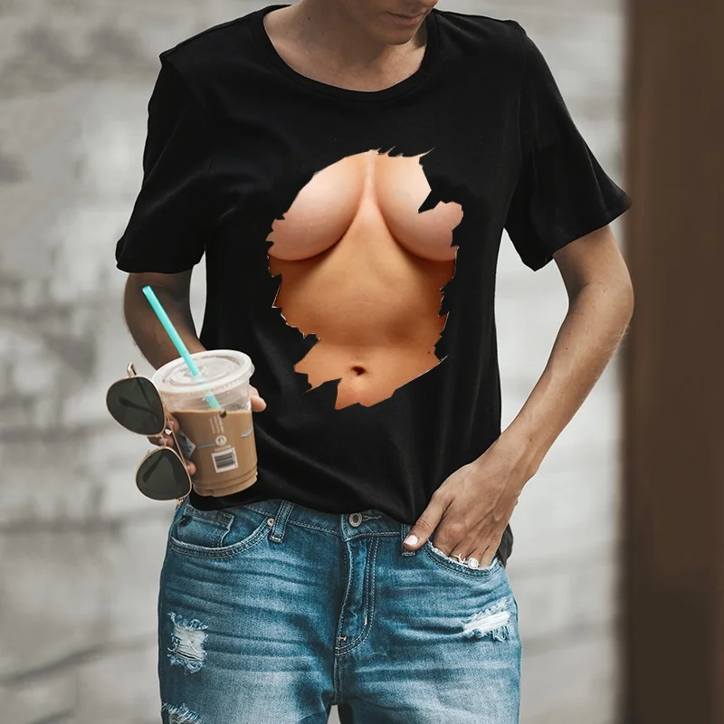 Грудь Футболка женская одежда 2019 летние женские Забавные футболки Camiseta Mujer