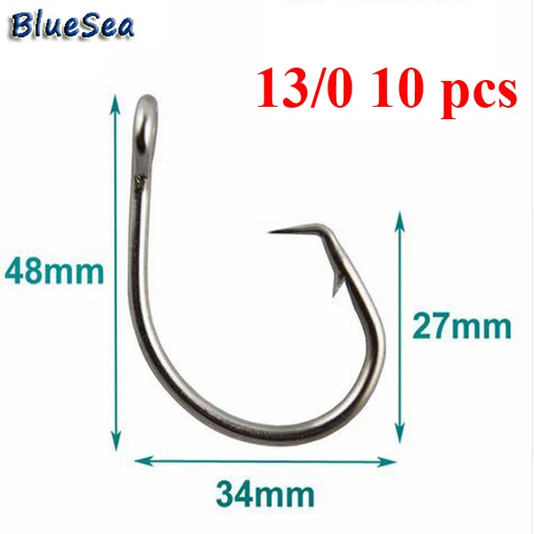BlueSea 39960 8/0-20/0 10 шт./упак. Нержавеющая сталь Тунец Круг рыболовные Крючки большая игра тунца круг приманки рыболовные крючки - Цвет: 13 I 0 10pcs