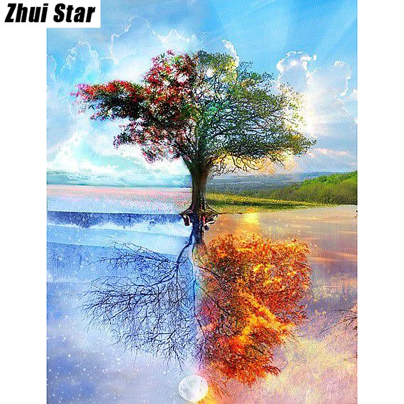 

Full Square Diamond 5D DIY Diamond Painting "Four Seasons Tree" Embroidery Cross Stitch Rhinestone Mosaic Painting Decor Gift