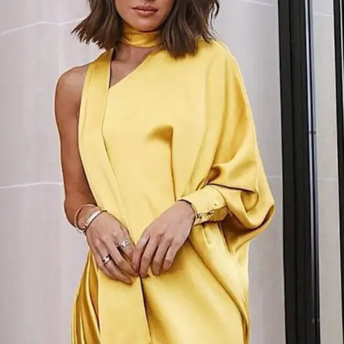 Женское длинное платье Бохо на одно плечо однотонный вечерний праздничный