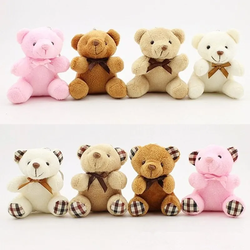 

Cute Girls Pompom Teddy Bear Toy Keychain Women Plush Fur Cartoon Bear Key Chain on Bag Car Doll Trinket Jewelry Wedding Gifts