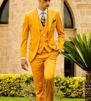 mustard yellow fashion mens slim fit custom suits men business prom wedding suits 3 pieces set traje hombre jacket vest pants