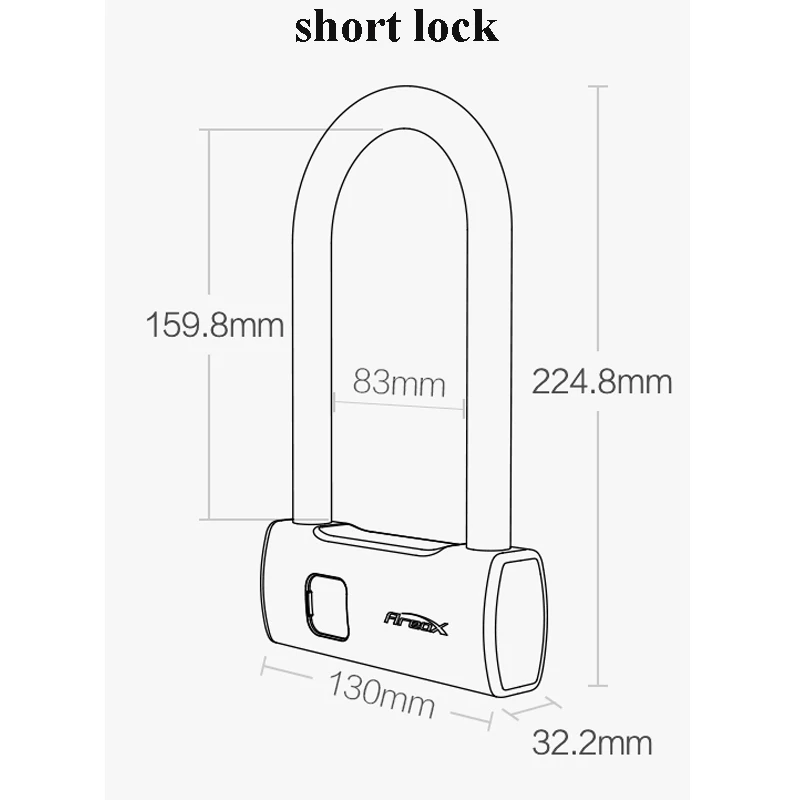 short Xiaomi AreoX U8 умный отпечаток пальца U-lock Противоугонный велосипедный мотоциклетный замок USB замок отпечатков пальцев для велосипеда himo замок - Цвет: short