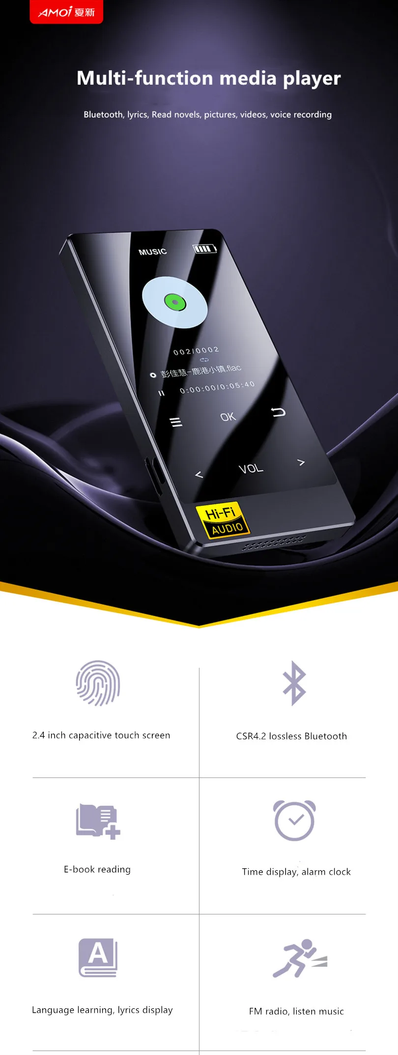 X3 Bluetooth профессиональный спортивный HIFI стерео Бас диктофон MP4 музыкальный плеер fm-радио электронная книга динамик