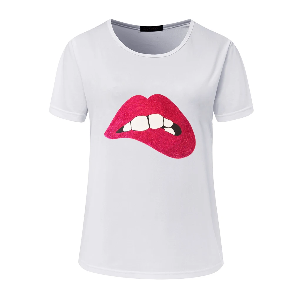 Женская Повседневная футболка с коротким рукавом принтом и блестками NV35 P|fashion women