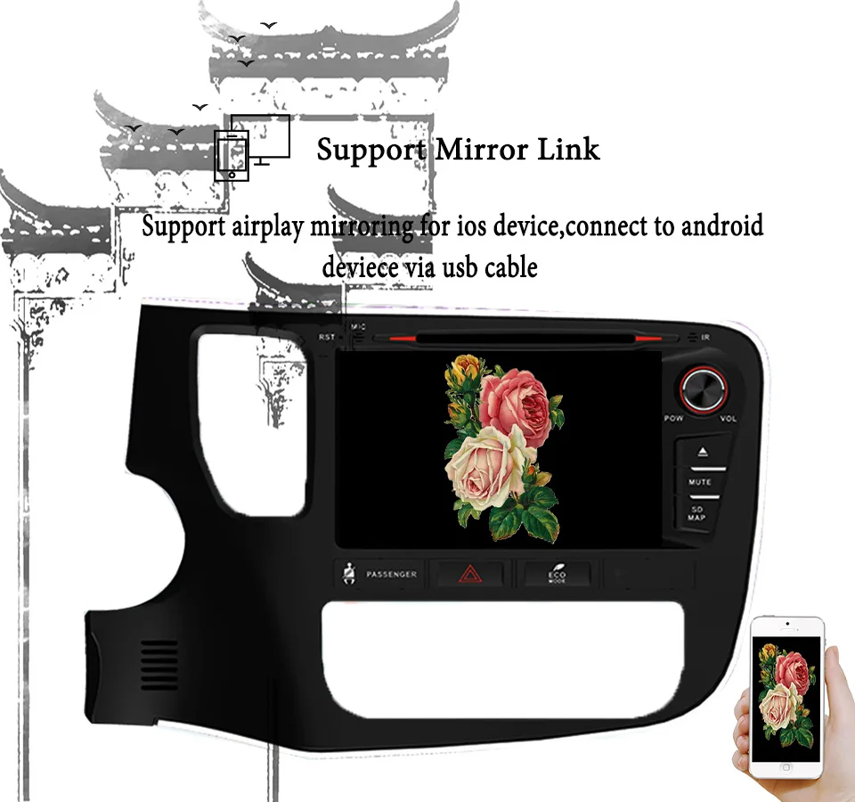 2Din 8 &quot1024x600 Octa ore 4 ГБ/64 ГБ Android 9 0 PC Автомобильный DVD GPS для Mitsubishi Outlander с стерео радио