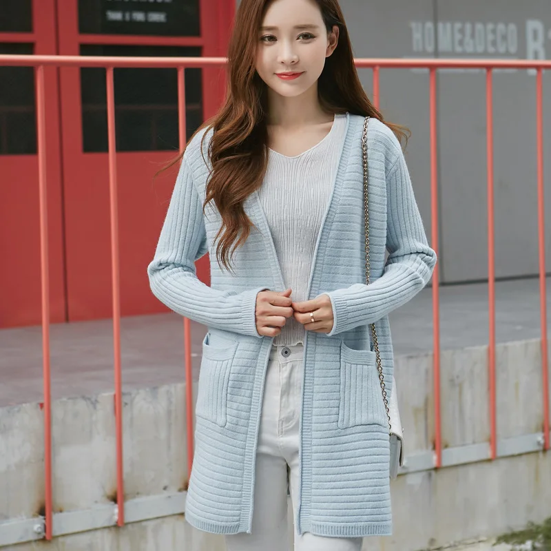2018 Autumn Winter Women Long Sleeve Knitted Cardigan Sweater Thick Warm Cardigans Femme Knitting Coat |