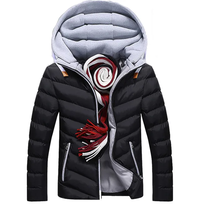 Black Grey NaranjaSabor, зимнее мужское плотное пальто, теплое, с капюшоном, с подкладкой, для мужчин, повседневные куртки, Мужское пальто, мужские пальто, Мужская брендовая одежда - Цвет: Black Grey