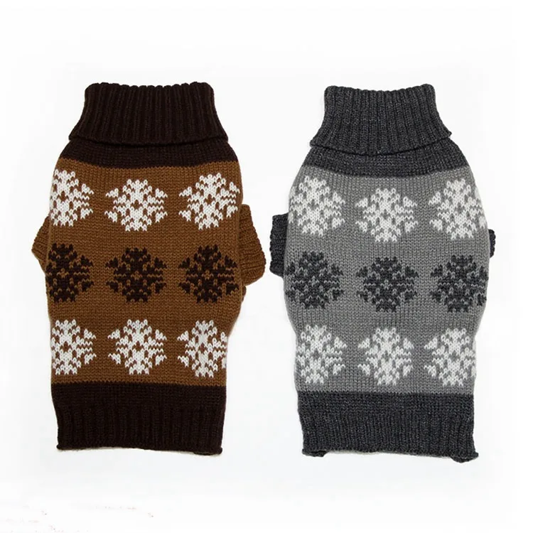 

Элегантные ретро кофейно-серые осенние/зимние свитера для собак Снежинка Одежда для собак Кофейный Серый Чихуахуа Рождественские свитера ...