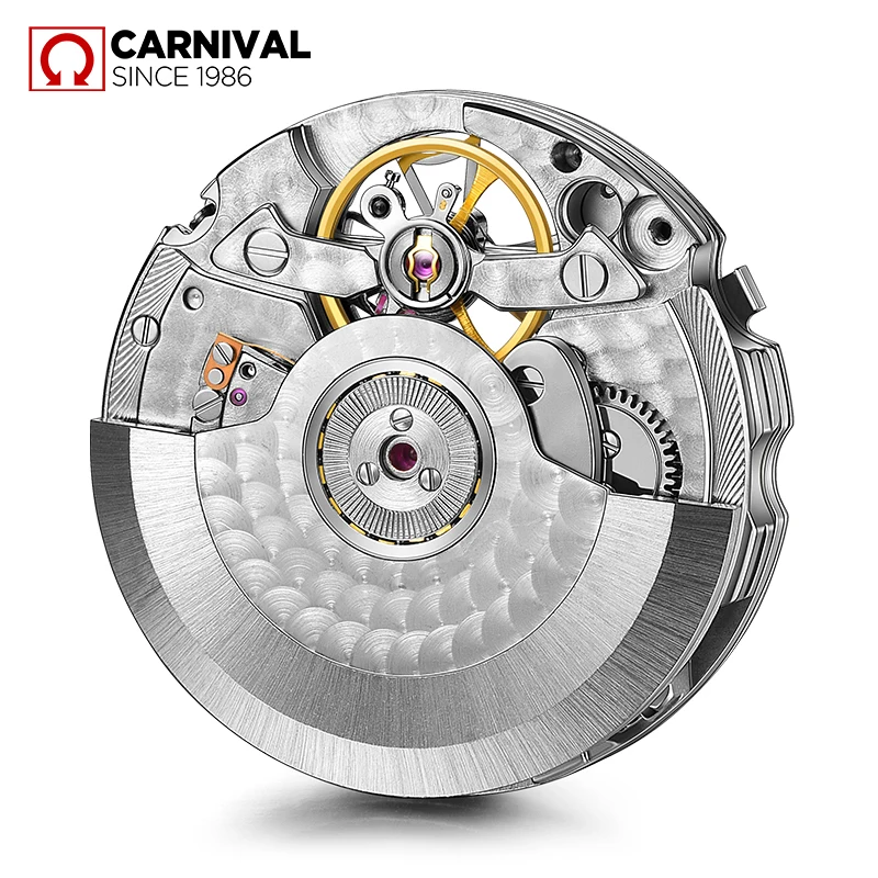 Механические Мужские часы CARNIVAL Skeleton Sandblast водонепроницаемые светящиеся из