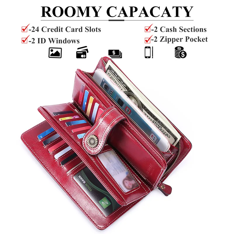 Женские кошельки из натуральной кожи масло воск кожа женский длинный кошелёк