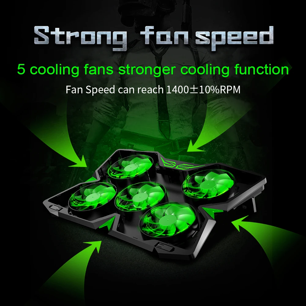 COOLCOLD Новое поступление 5 светодиодный Вентилятор Охлаждающая подставка для ноутбука охлаждающая подставка USB 2,0 охлаждающая подставка с шелковым принтом для ноутбука 12-17 дюймов