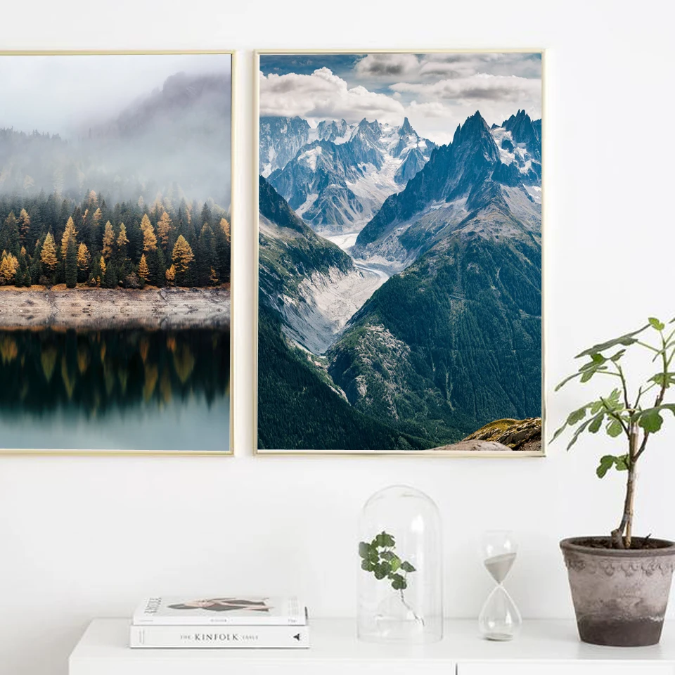 Скандинавское украшение лес Lanscape настенное художественное полотно Постер и