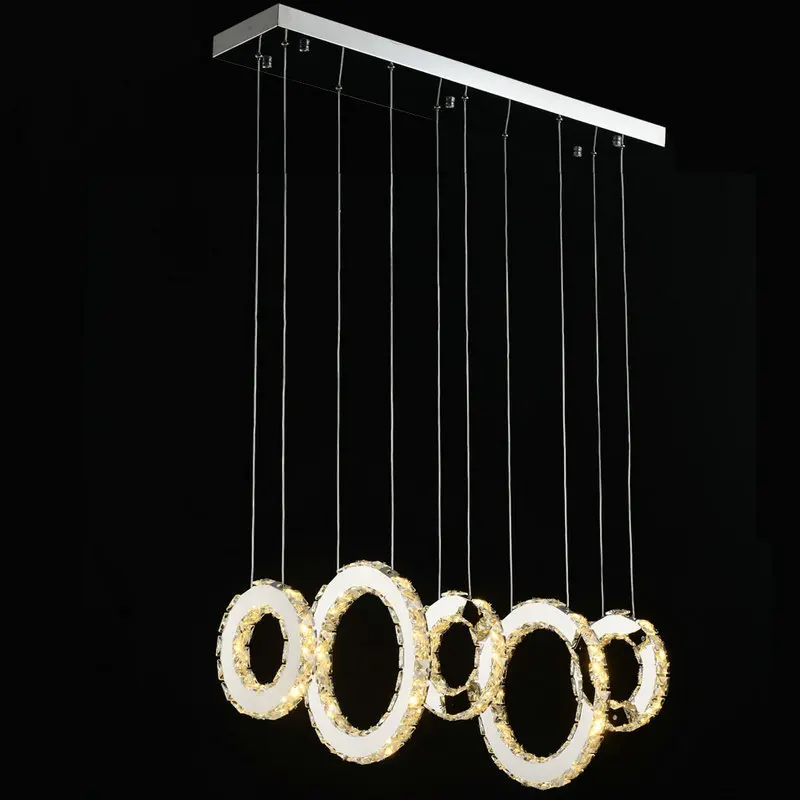 Современная круглая Хрустальная Подвесная лампа светодиодный светильник с