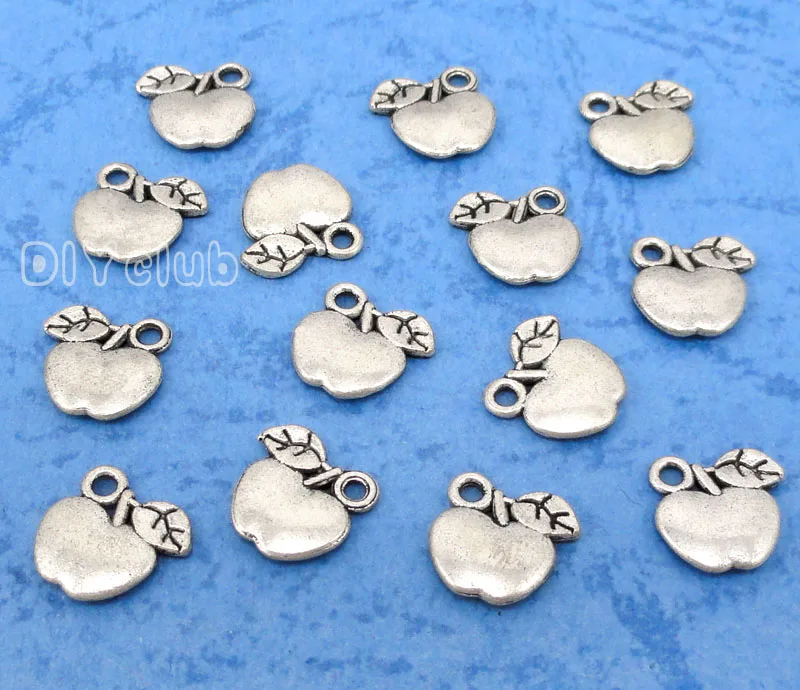 

120pcs-Antique Silver 2 Sided Apple Charms Pendant, DIY Supplies 11x11mm