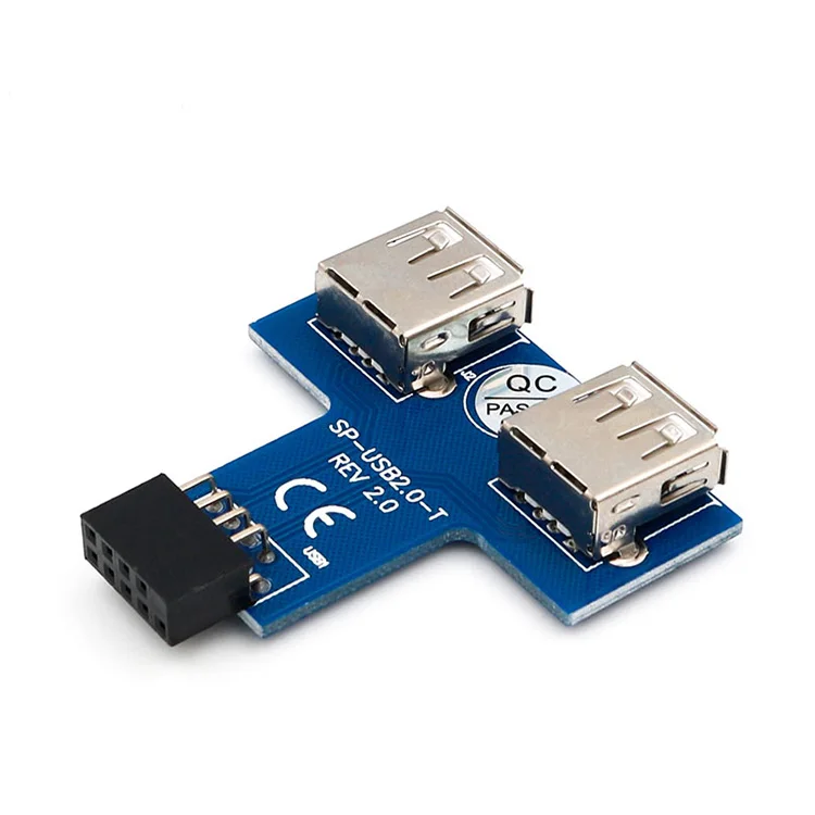 Материнская плата USB Riser card 9 контактный адаптер USB2.0 с двумя портами|Компьютерные